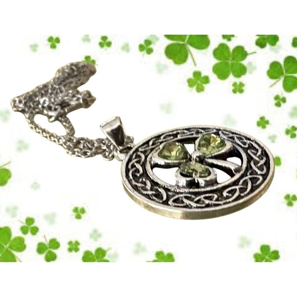 Shamrock Necklace New Celtic Knot Open Cut Design 18 in Chain St Patrick… - Picture 2 of 10